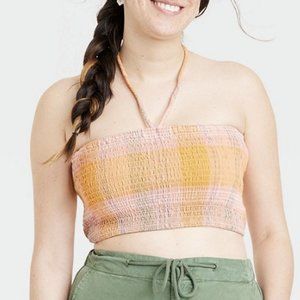 NEW Universal Thread™ Pink Plaid Women's Smocked Tank Top